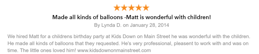 Matt The Balloon Man Review